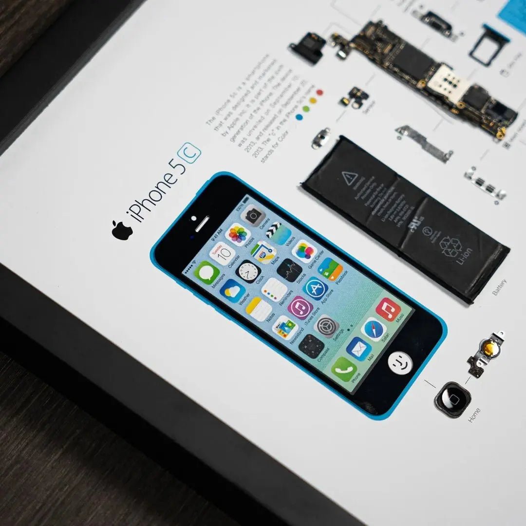 iPhone 5C Tech Frame – Disassembled Phone Artwork in A3 (18×12) Premium Frame - IBRELIA