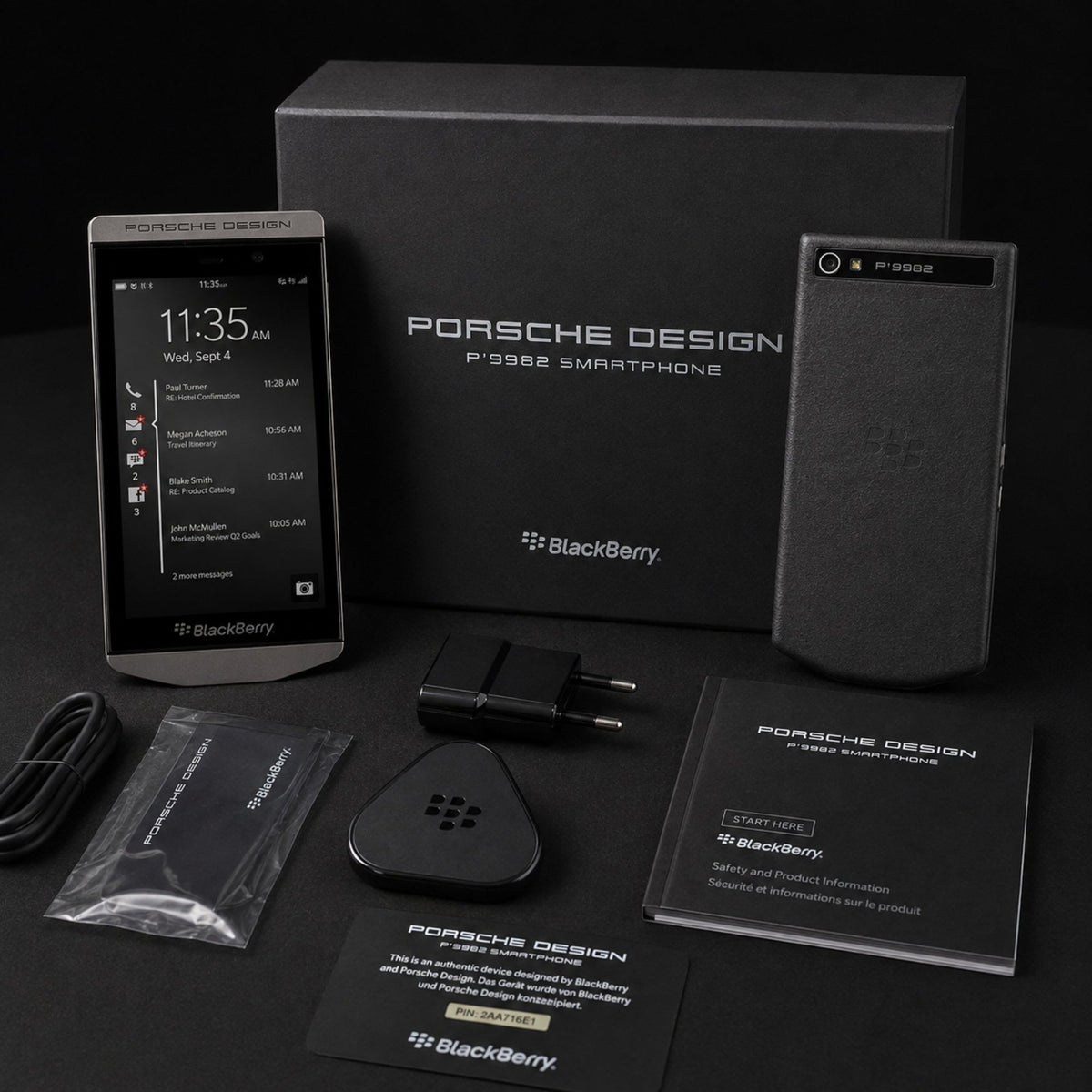 BlackBerry Porsche Design P’9982 – Brand New Collector’s Set with Original Box & Accessories