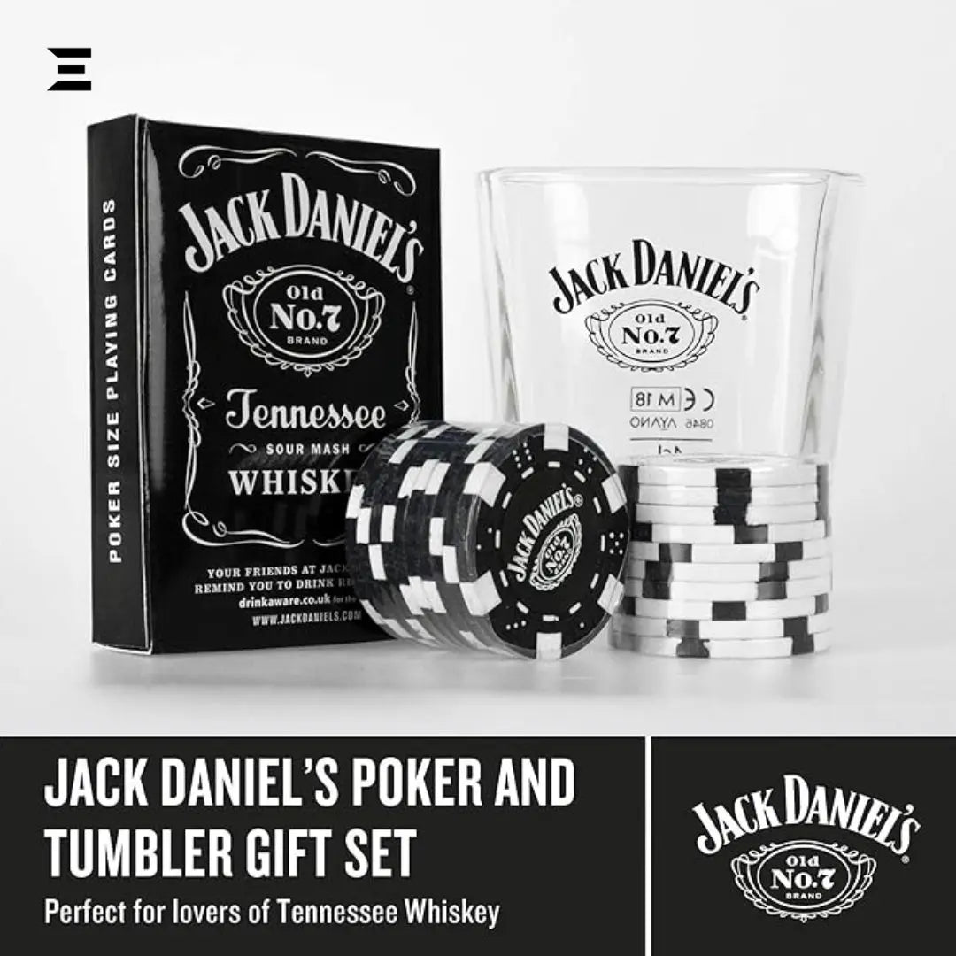 Jack Daniel’s Poker Night Gift Set – Tumbler, Chips & Playing Cards - IBRELIA