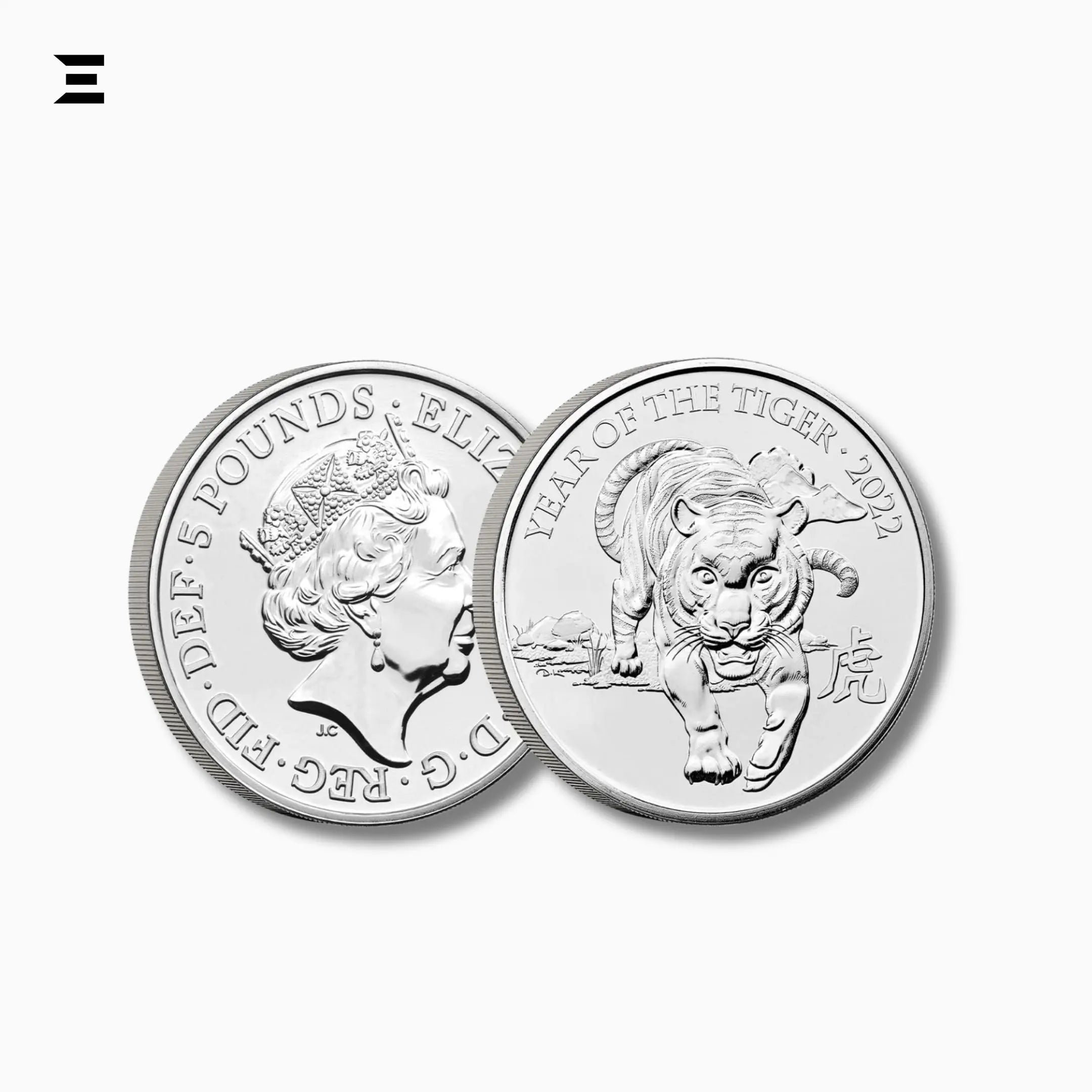 The Royal Mint £5 Year of the Tiger 2022 Coin – Elizabeth II 5th Portrait - IBRELIA
