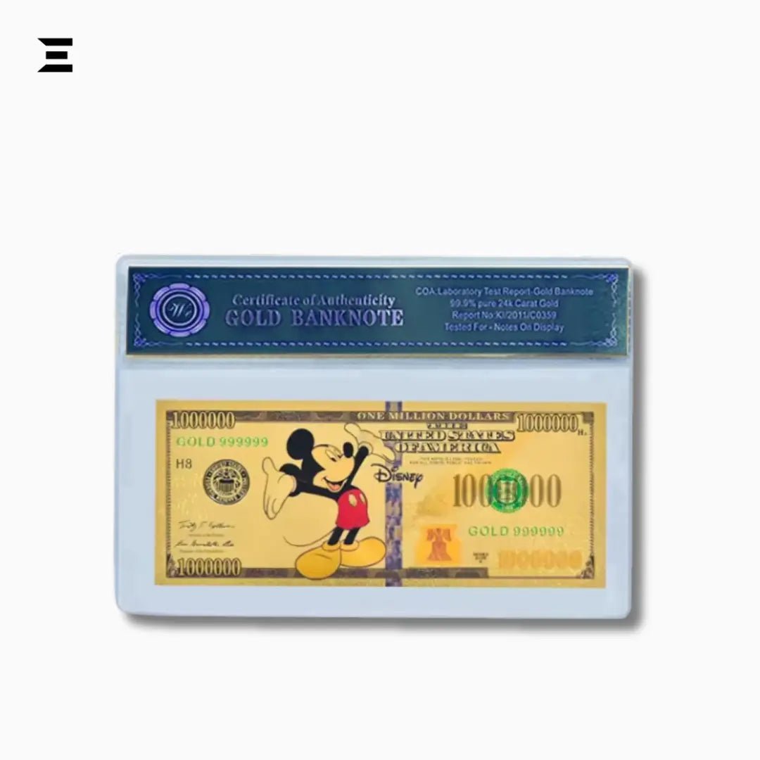 24K Gold Plated $1,000,000 Mickey Mouse Collectible Note – Disney Cartoon Characters Edition - IBRELIA