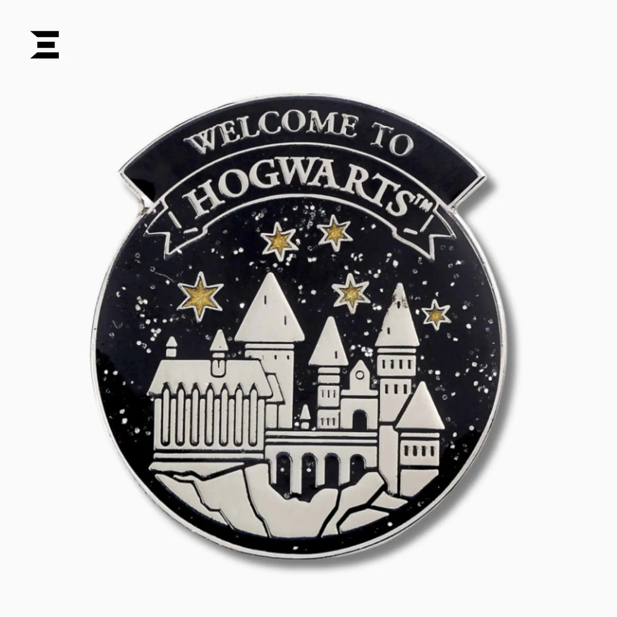 Harry Potter Welcome to Hogwarts Pin Badge – Silver Plated Enamel Castle Collectible - IBRELIA