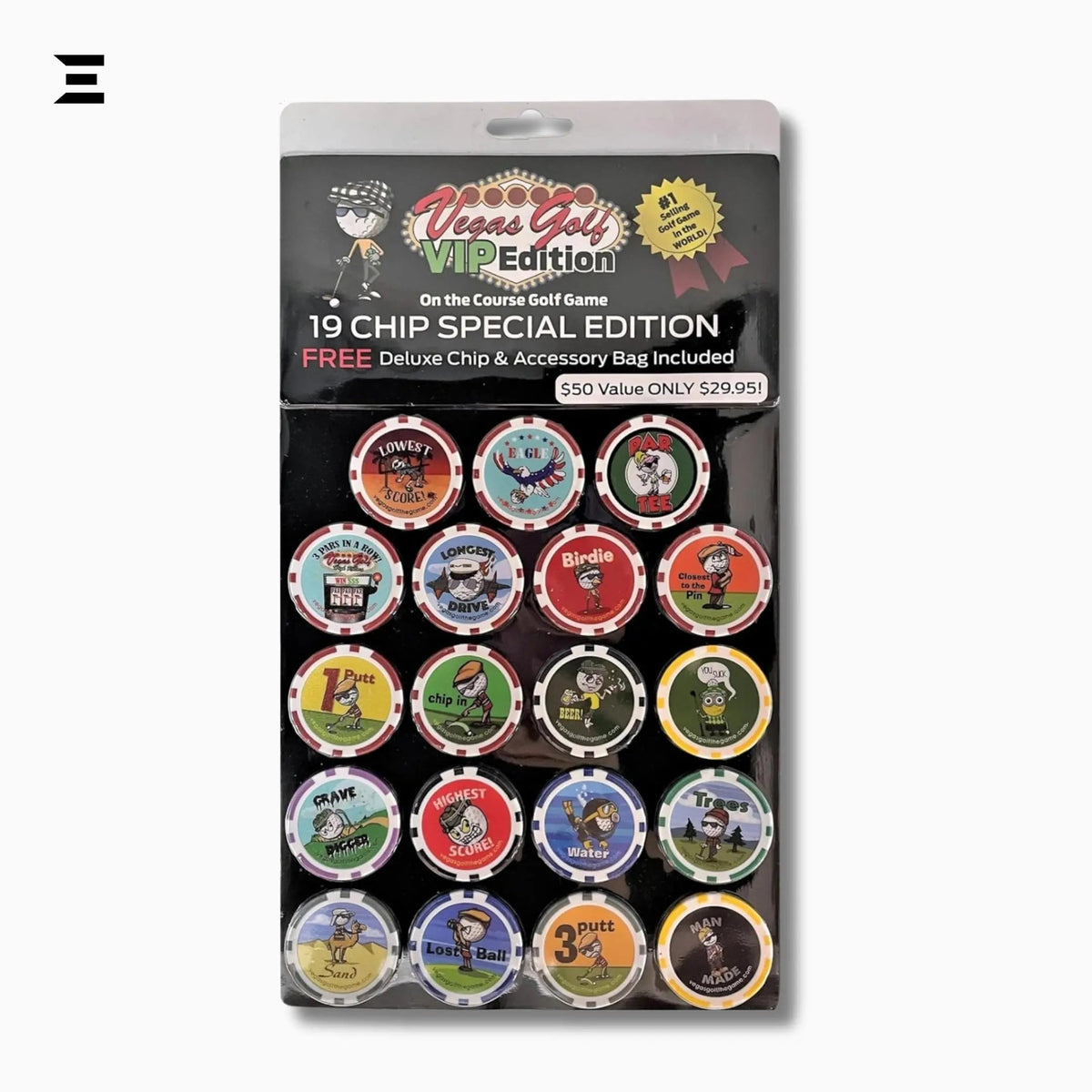 Vegas Golf VIP Edition – 19 Chip On - Course Golf Game with Deluxe Tee Bag - IBRELIA