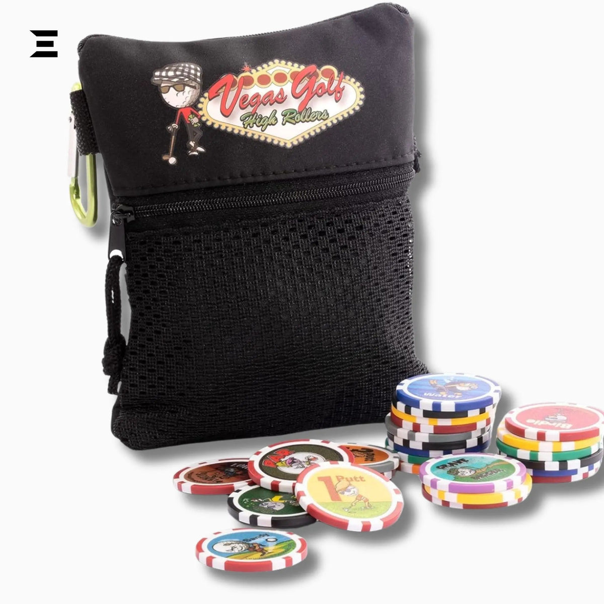 Vegas Golf VIP Edition – 19 Chip On - Course Golf Game with Deluxe Tee Bag - IBRELIA