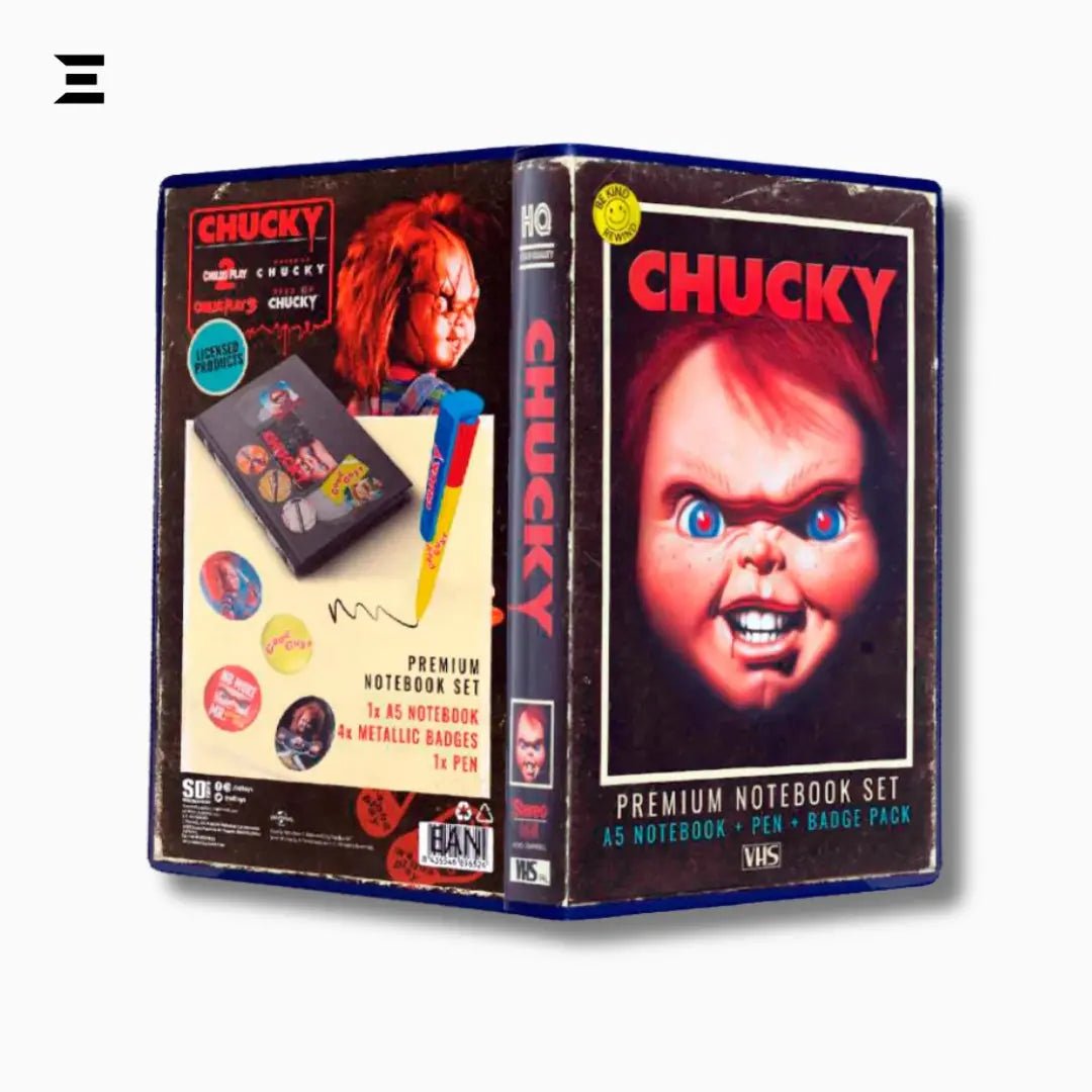 Chucky Premium Notebook Set – VHS Edition with Pen & Metallic Badges - IBRELIA