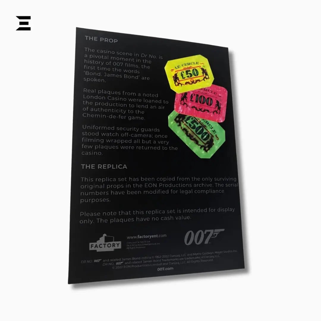 James Bond 007 Dr. No Casino Plaque Set – Limited Edition Prop Replica by Factory Entertainment - IBRELIA
