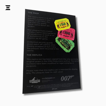 James Bond 007 Dr. No Casino Plaque Set – Limited Edition Prop Replica by Factory Entertainment - IBRELIA