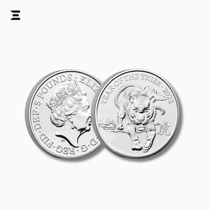 The Royal Mint £5 Year of the Tiger 2022 Coin – Elizabeth II 5th Portrait - IBRELIA