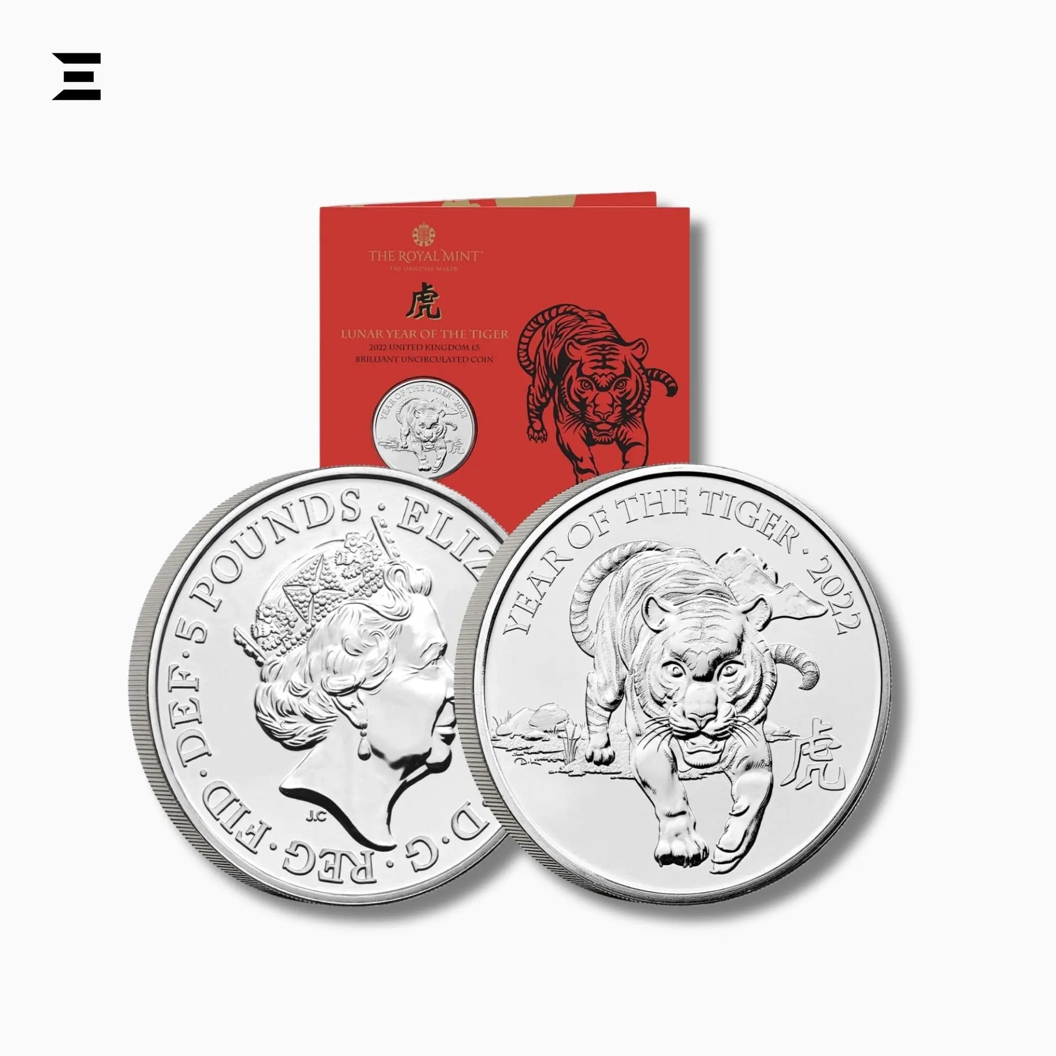 The Royal Mint £5 Year of the Tiger 2022 Coin – Elizabeth II 5th Portrait - IBRELIA