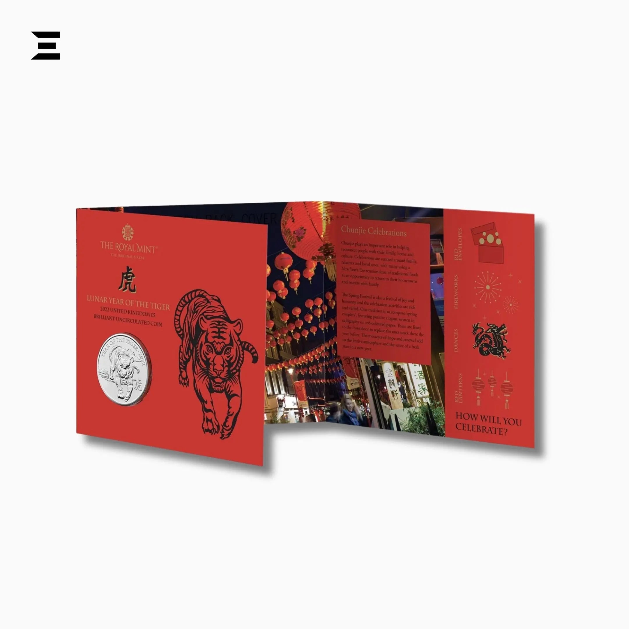 The Royal Mint £5 Year of the Tiger 2022 Coin – Elizabeth II 5th Portrait - IBRELIA