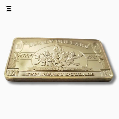Rare Disney Dollars $10 Gold Coin Bar – 90th Anniversary Mickey Mouse Collectible - IBRELIA