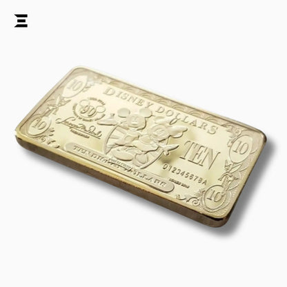 Rare Disney Dollars $10 Gold Coin Bar – 90th Anniversary Mickey Mouse Collectible - IBRELIA
