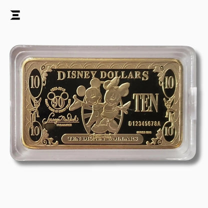 Rare Disney Dollars $10 Gold Coin Bar – 90th Anniversary Mickey Mouse Collectible - IBRELIA