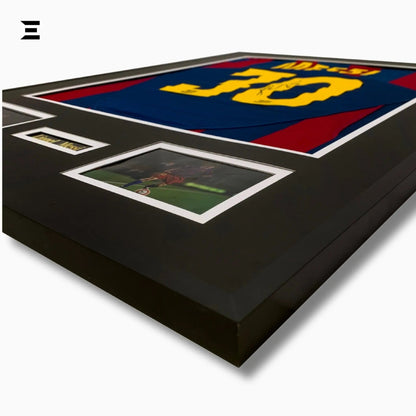Lionel Messi “Signed” Barcelona Jersey Frame – Facsimile Autograph | Metal & Acrylic Display 23.5 × 31.5 in | IBRELIA™ - IBRELIA