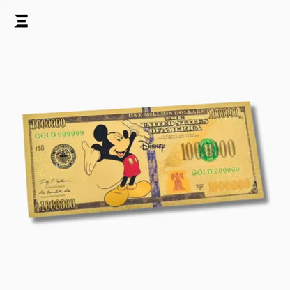 24K Gold Plated $1,000,000 Mickey Mouse Collectible Note – Disney Cartoon Characters Edition - IBRELIA