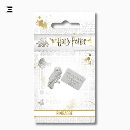Harry Potter Hedwig & Hogwarts Letter Pin Badge – Official Silver Plated Collectible - IBRELIA