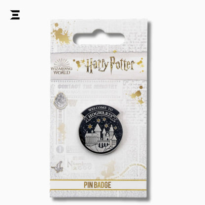 Harry Potter Welcome to Hogwarts Pin Badge – Silver Plated Enamel Castle Collectible - IBRELIA