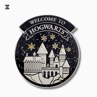Harry Potter Welcome to Hogwarts Pin Badge – Silver Plated Enamel Castle Collectible - IBRELIA