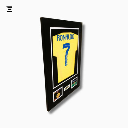 Cristiano Ronaldo “Signed” Al Nassr Jersey Frame – Facsimile Autograph | Metal & Acrylic Display 23.5 × 31.5 in | IBRELIA™ - IBRELIA