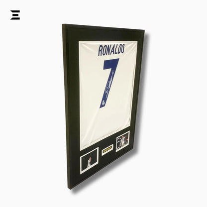 Cristiano Ronaldo “Signed” Real Madrid Jersey Frame – Facsimile Autograph | Metal & Acrylic Display 23.5 × 31.5 in | IBRELIA™ - IBRELIA