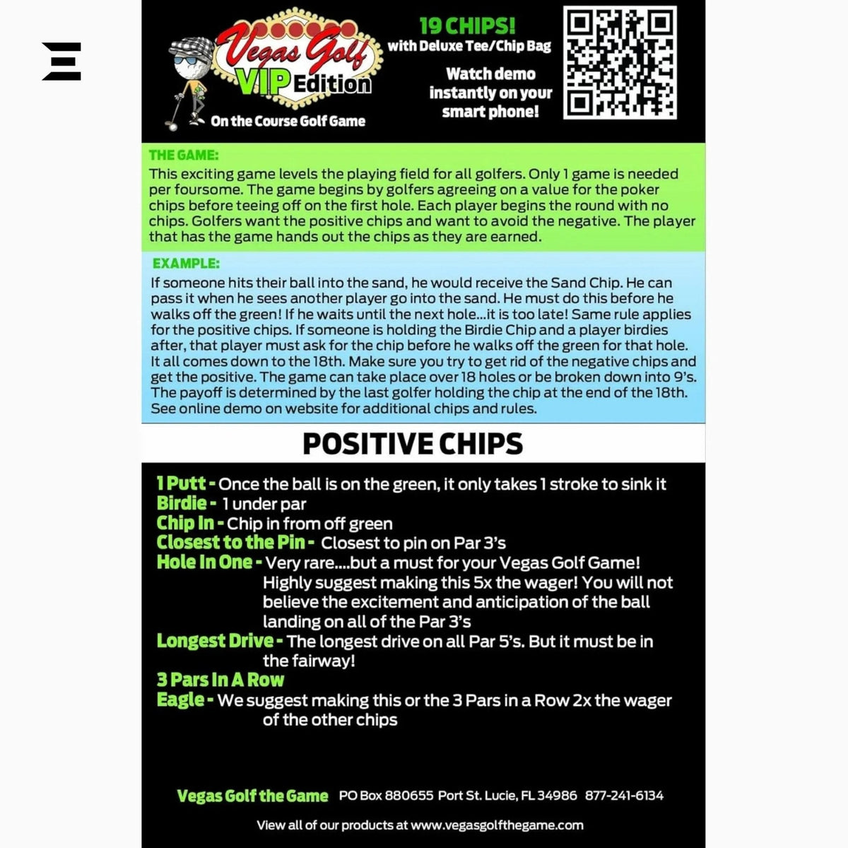 Vegas Golf VIP Edition – 19 Chip On - Course Golf Game with Deluxe Tee Bag - IBRELIA
