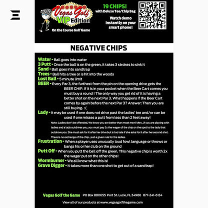 Vegas Golf VIP Edition – 19 Chip On - Course Golf Game with Deluxe Tee Bag - IBRELIA