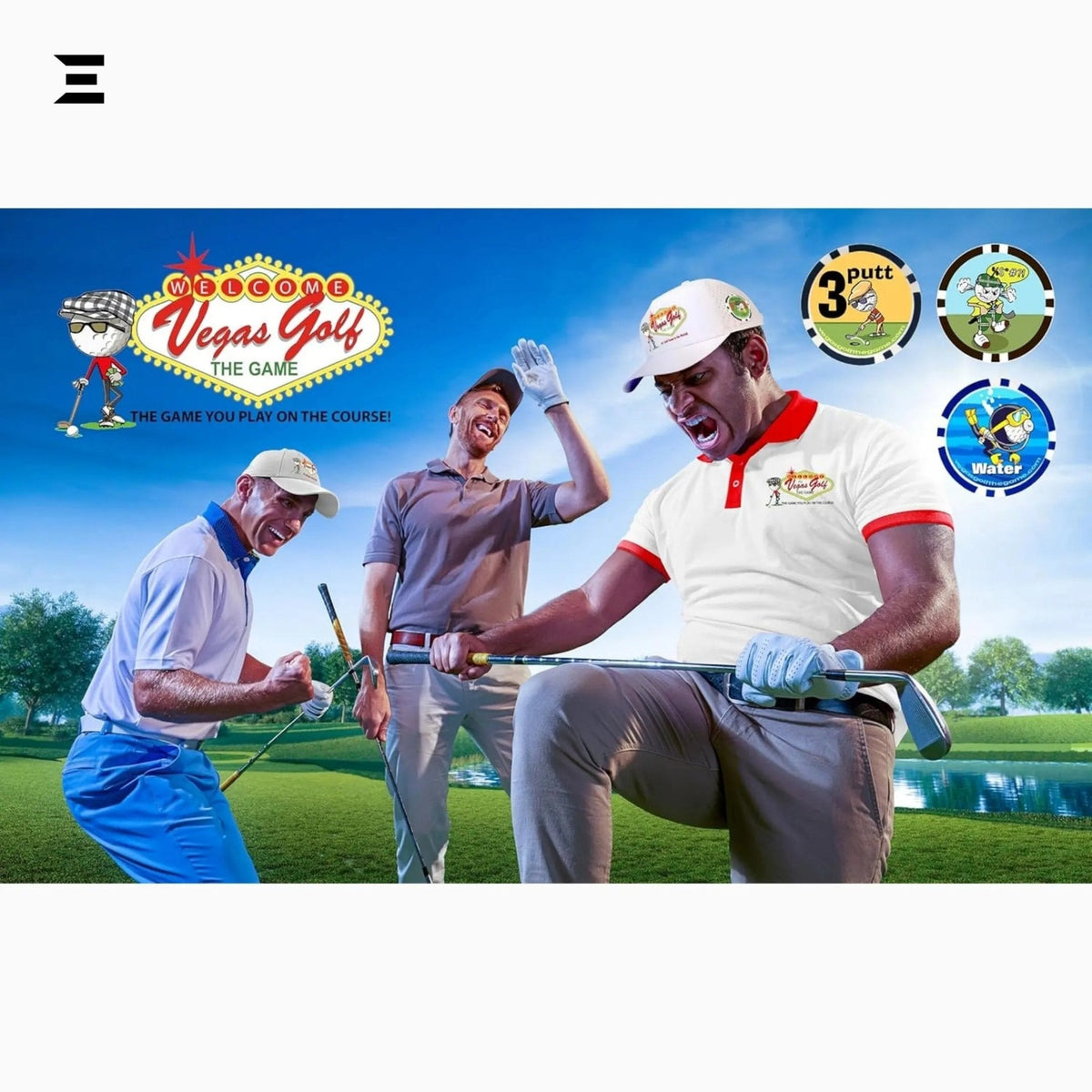 Vegas Golf VIP Edition – 19 Chip On - Course Golf Game with Deluxe Tee Bag - IBRELIA